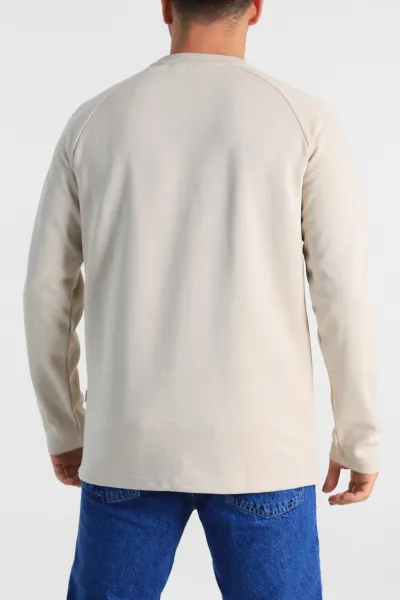 Krem Regular Fit Kabartma Baskılı Erkek Sweatshirt 305849
