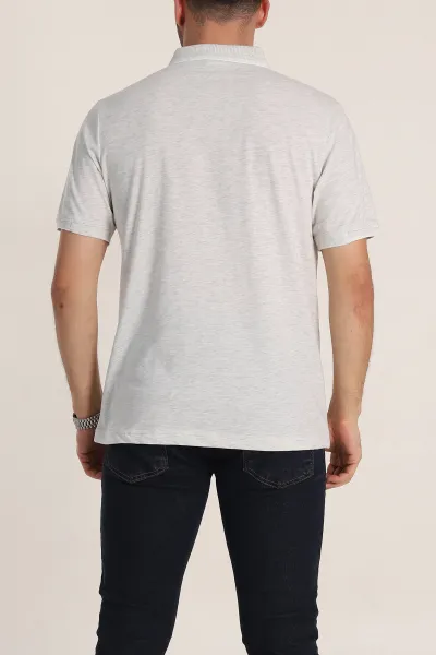 Krem Regular Fit Süprem Kumaş Kol Detaylı Polo Yaka Erkek Tişört 349936