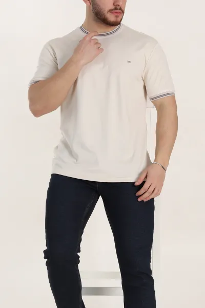 krem-regular-fit-triko-yaka-basic-erkek-tisort-342361