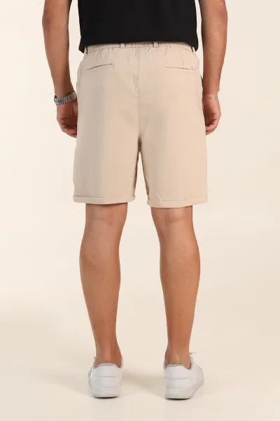 Krem Relaxed Fit Double Kumaş Duble Paça Erkek Şort 382254