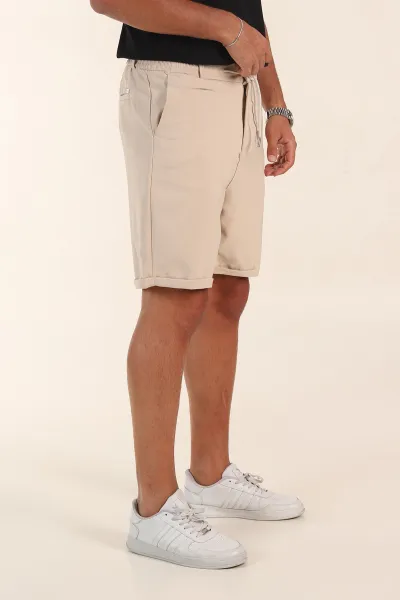 Krem Relaxed Fit Double Kumaş Duble Paça Erkek Şort 382254