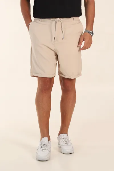 Krem Relaxed Fit Double Kumaş Duble Paça Erkek Şort 382254