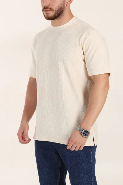 krem-relaxed-fit-kabartma-desenli-erkek-tisort-358220