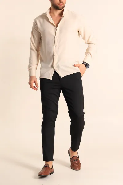 krem-relaxed-fit-keten-erkek-gomlek-256524