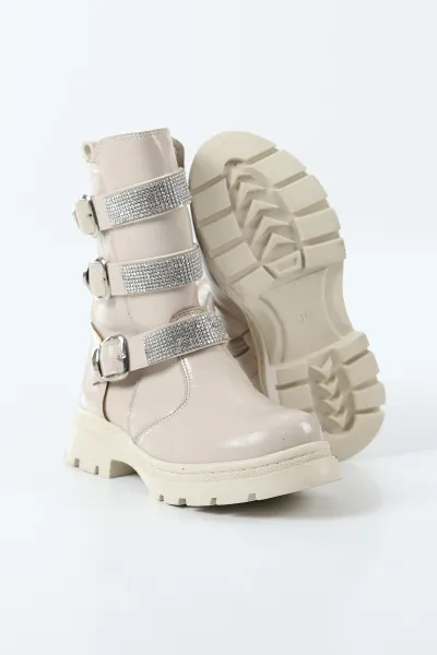 Krem Rugan ( 31 - 36 ) Taş Tasarımlı Kız Çocuk Bot 494379