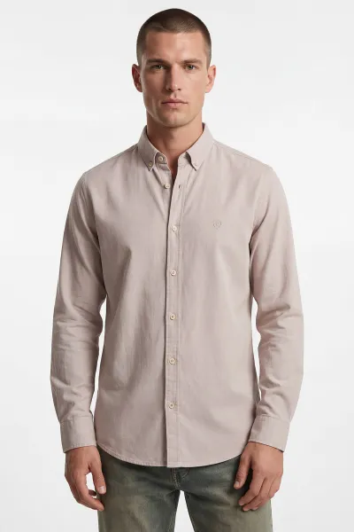 Krem Şambre Kumaş Relaxed Fit Erkek Gömlek 435908