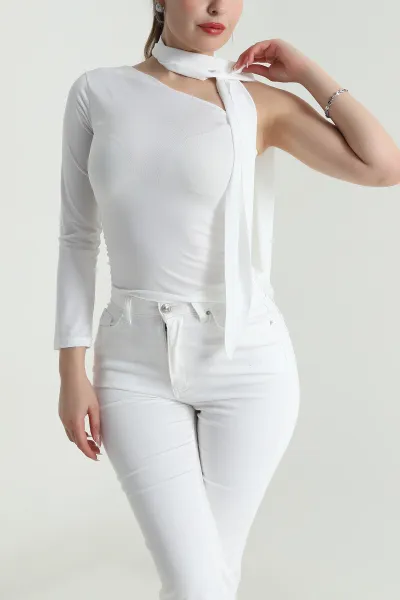 Krem Sandy Fularlı Kadın Bluz 488850