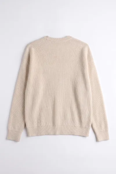 Krem Şardonlu Basic Erkek Triko Kazak 491821