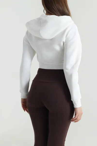 Krem Şardonlu Korse Dikişli Kadın Sweat 489464