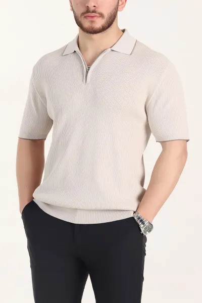 krem-slim-fit-dokulu-fermuarli-polo-yaka-kisa-kollu-erkek-triko-tisort-338617