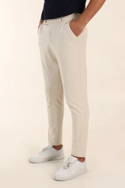 Krem Slim Fit Erkek Kumaş Pantolon 391135