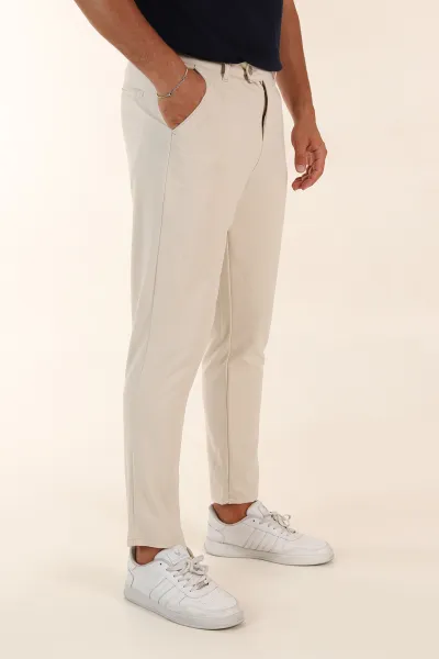 Krem Slim Fit Erkek Kumaş Pantolon 391135