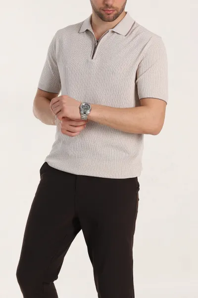 krem-slim-fit-fermuarli-polo-yaka-kisa-kollu-erkek-triko-tisort-338563