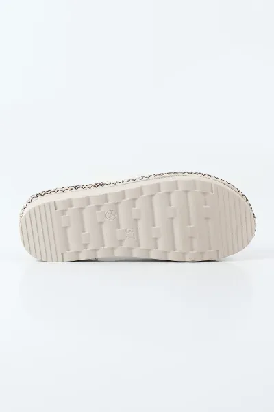 Krem Süet İçi Peluş Kadın Ev Terliği 495418