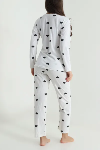 Krem Süprem Uzun Kol Kadın Pijama Takımı 493628