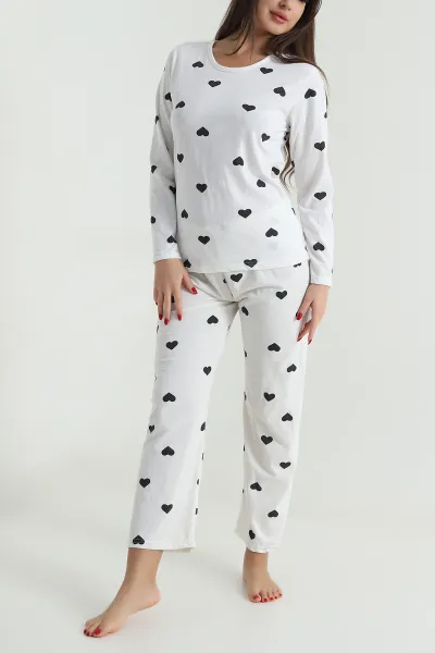 Krem Süprem Uzun Kol Kadın Pijama Takımı 493628