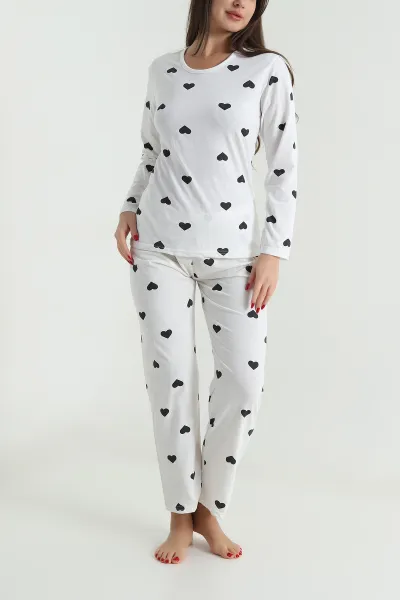 Krem Süprem Uzun Kol Kadın Pijama Takımı 493628