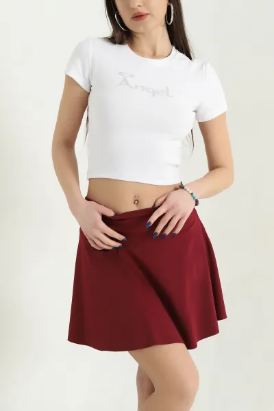 Krem Taş Detay Likralı Crop 338518