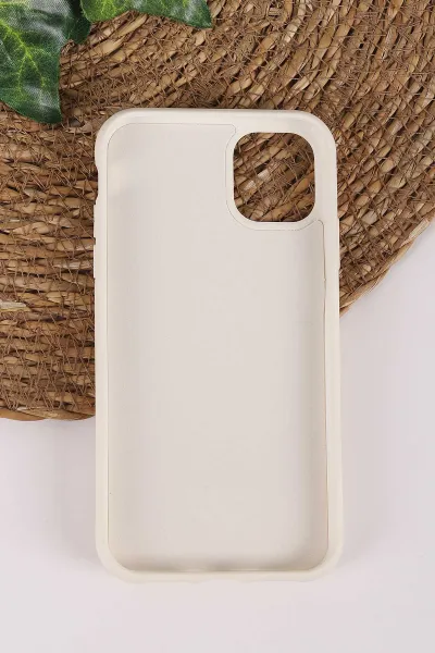 Krem TeknoCase İPhone 11 Uyumlu Ringy Case Serisi Standlı Lens Hediyeli Sert Silikon Telefon Kılıfı 450157