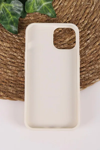 Krem TeknoCase İPhone 13 Uyumlu Ringy Case Serisi Standlı Lens Hediyeli Sert Silikon Telefon Kılıfı 450163