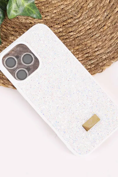 Krem TeknoCase İPhone 16 Pro Max Uyumlu Ella Diamond Case Serisi Lens Hediyeli Sert Silikon Telefon Kılıfı 457820