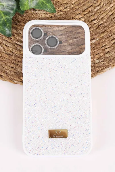 Krem TeknoCase İPhone 17 Pro Max Uyumlu Ella Diamond Case Serisi Lens Hediyeli Sert Silikon Telefon Kılıfı 457841