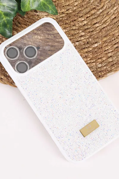 Krem TeknoCase İPhone 17 Pro Max Uyumlu Ella Diamond Case Serisi Lens Hediyeli Sert Silikon Telefon Kılıfı 457841