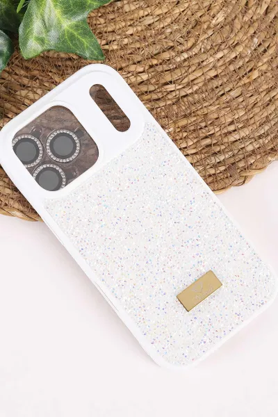 Krem TeknoCase İPhone 17 Pro Uyumlu Ella Diamond Case Serisi Lens Hediyeli Sert Silikon Telefon Kılıfı 457828