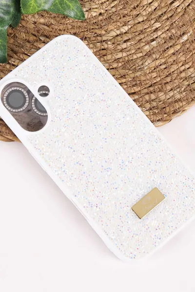Krem TeknoCase İPhone 17 Uyumlu Ella Diamond Case Serisi Lens Hediyeli Sert Silikon Telefon Kılıfı 457824