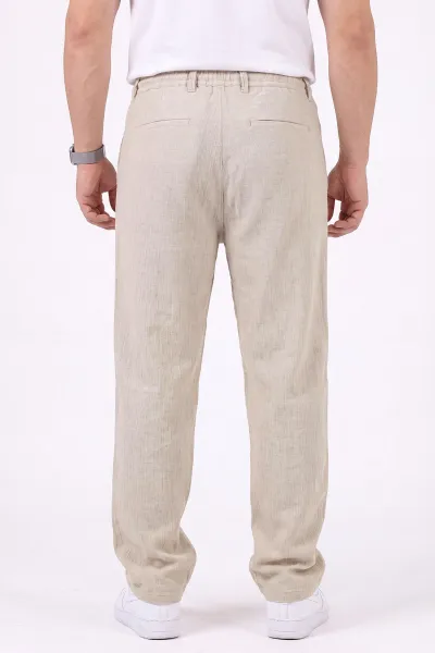Krem Yeni Sezon Baggy Belden Bağlamalı Erkek Pantolon 471919