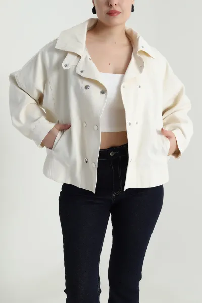 Krem Yeni Sezon Kadın Gabardin Ceket 492977