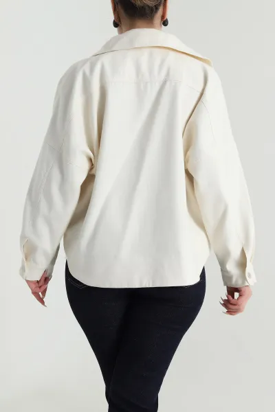 Krem Yeni Sezon Kadın Gabardin Ceket 492977