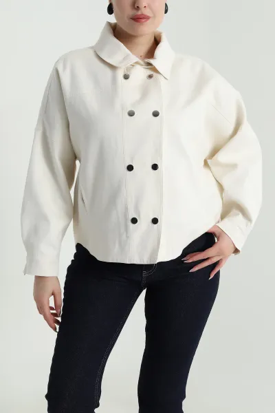 Krem Yeni Sezon Kadın Gabardin Ceket 492977