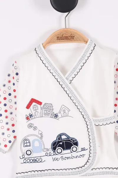 Lacivert (0-3 Ay) Araba Nakışlı 5'li Erkek Bebe Zıbın Seti 288856