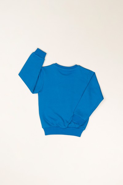 Lacivert ( 1-4 Yaş) Cepli Baskılı İçi Şardonlu Erkek Çocuk Sweatshirt 82533