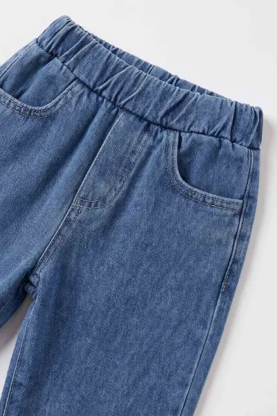 Lacivert (1-4 Yaş) Gömlekli 2 İp Çizgili Sweatli ve Kot Pantolonlu Erkek &Bebek Çocuk 3'lü Takım 495359
