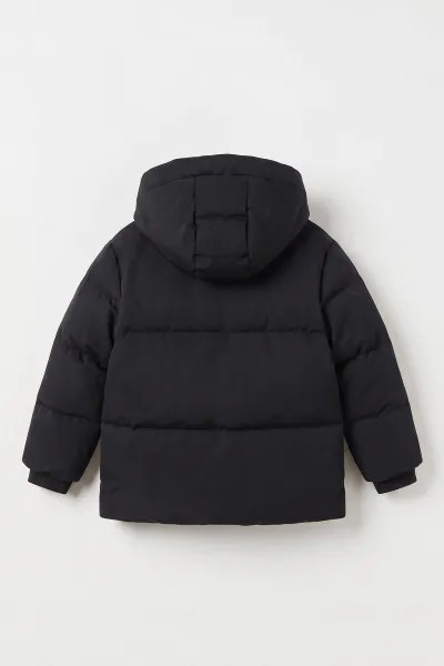 Lacivert (10-14 Yaş) Cepli Kapüşonlu İçi Kürklü Erkek Çocuk Mont 499673