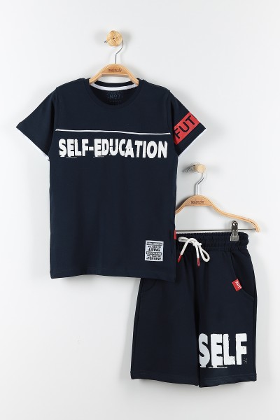 Lacivert (11-14 Yaş) Self Educatıon Baskılı Bel Bağlamalı Erkek Çocuk Takım 172391