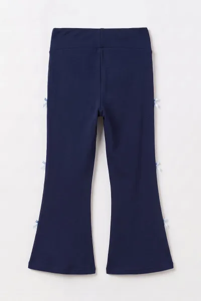 Lacivert (11-15 Yaş) Kurdaleli Oysho Kumaş İspanyol Kız Çocuk Pantolon 495509