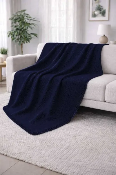 Lacivert 170x200 Cm Bella Home Çok Amaçlı Örtü - Koltuk Örtüsü - Pike 434787