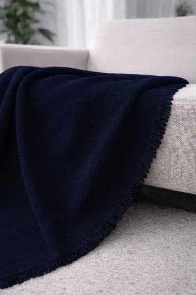 Lacivert 170x200 Cm Bella Home Çok Amaçlı Örtü - Koltuk Örtüsü - Pike 434787