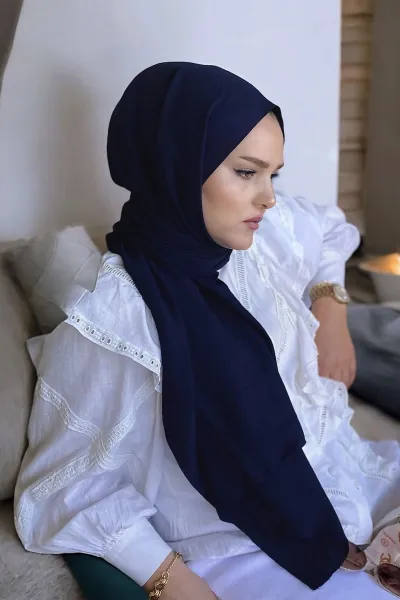 Lacivert 180x70 Pamuk Kraş Kırışmaz Şal 270784