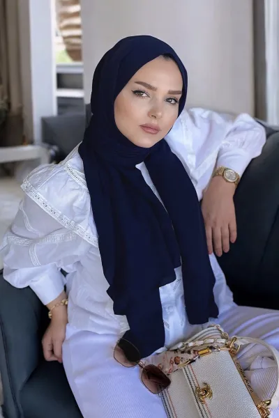 Lacivert 180x70 Pamuk Kraş Kırışmaz Şal 270784