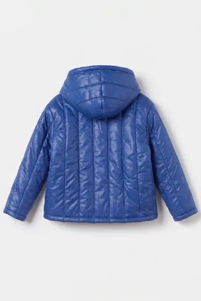 Lacivert (2-10 Yaş) Fleto Cepli Kapüşonlu Çocuk Mont 486883