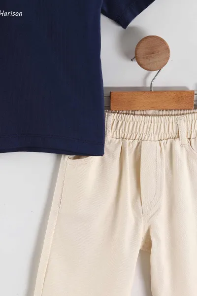 Lacivert (2-10 Yaş)Baskılı Gabardin Şortlu Erkek Çocuk Takım 457411