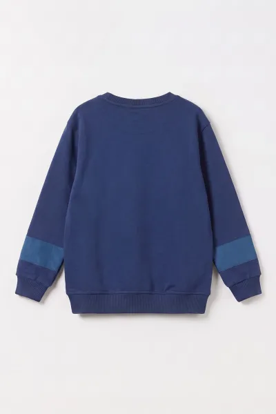 Lacivert (2-12 Yaş) R Nakışlı  İçi Şardonlu Erkek  Çocuk Sweatshirt 483308