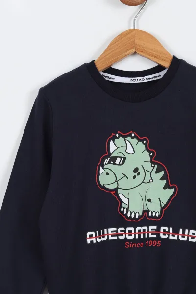 Lacivert (2-5 Yaş) Dinosaur Baskılı Erkek Çocuk Takım 284427