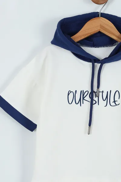 Lacivert (2-5 Yaş) Ourstyle Baskılı Kapüşonlu Erkek Çocuk Takım 271474