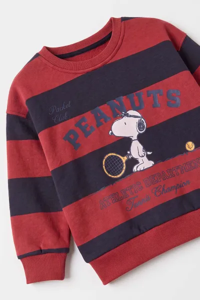 Lacivert (2-5 Yaş) Peanuts Baskılı Çimalı İçi Şardonlu Erkek Çocuk Takım 493089
