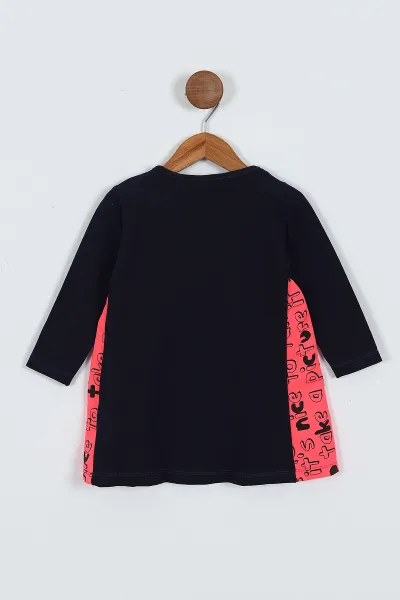Lacivert (2-6 Yaş) Cute Baskılı Süprem Likralı  Kız Çocuk Elbise 419333